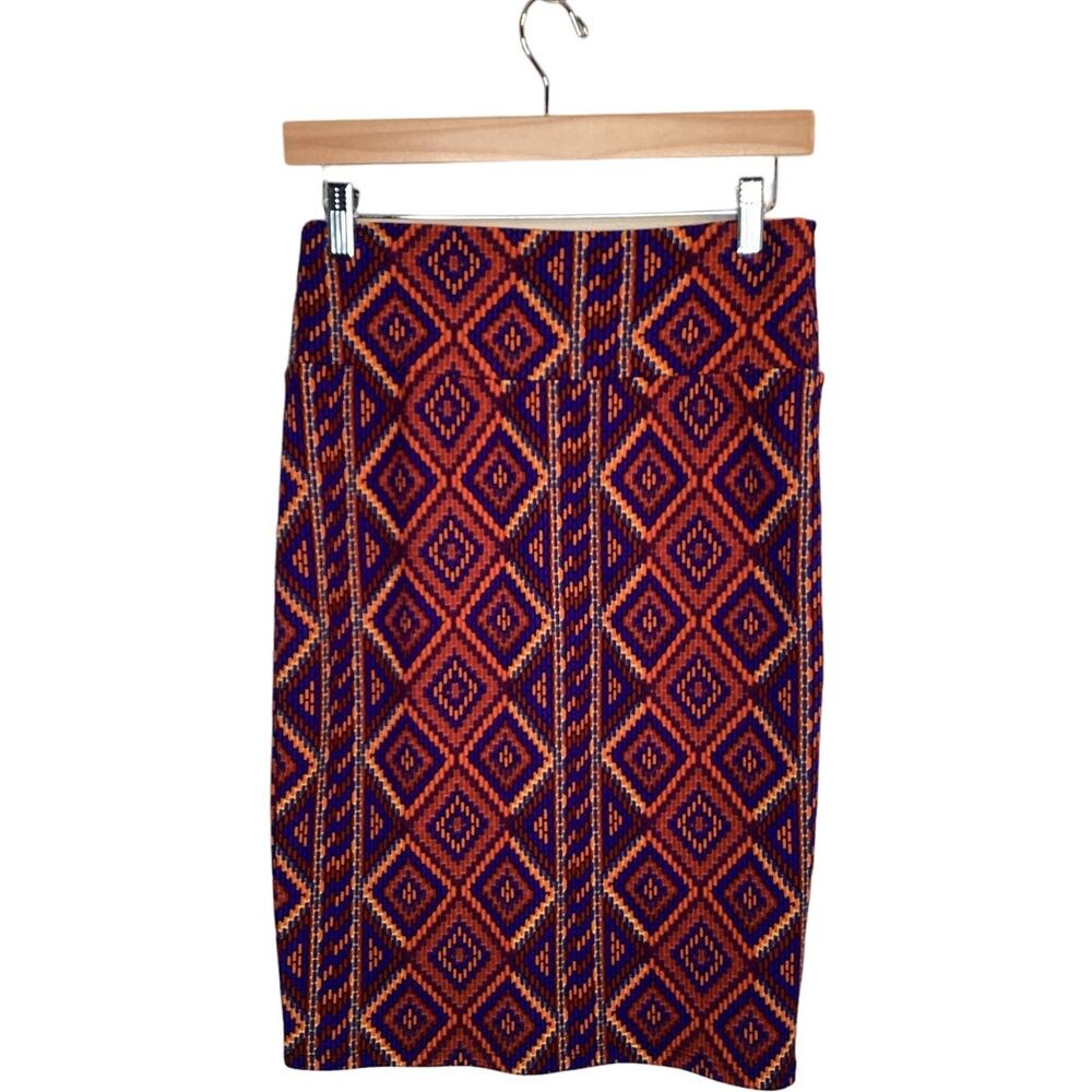LuLaRoe Cassie‎ Geometric Pencil Skirt Multicolor Small Knee Length Stretch